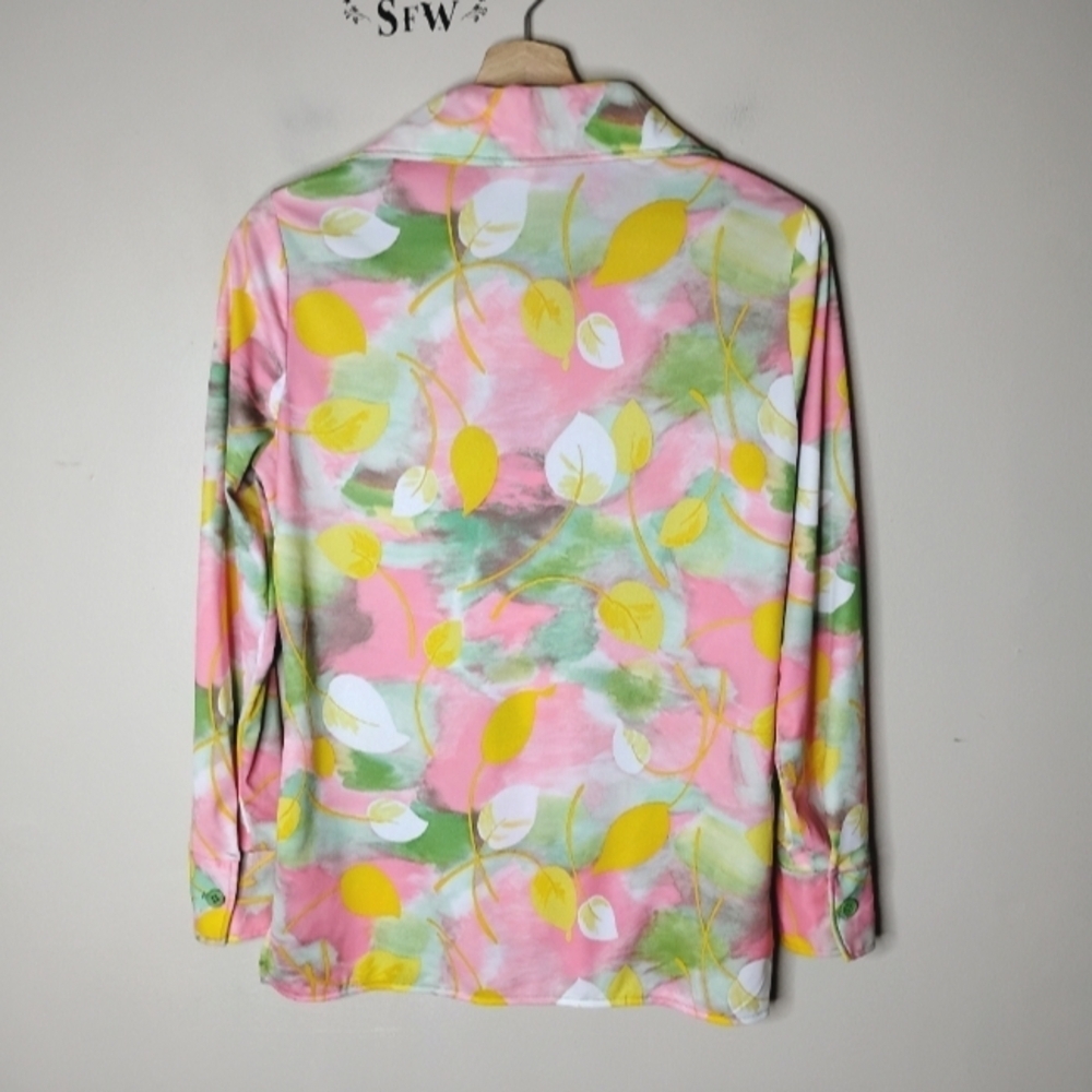 Center Stage Vintage 70s Pastel Blouse Size M - Picture 6 of 10